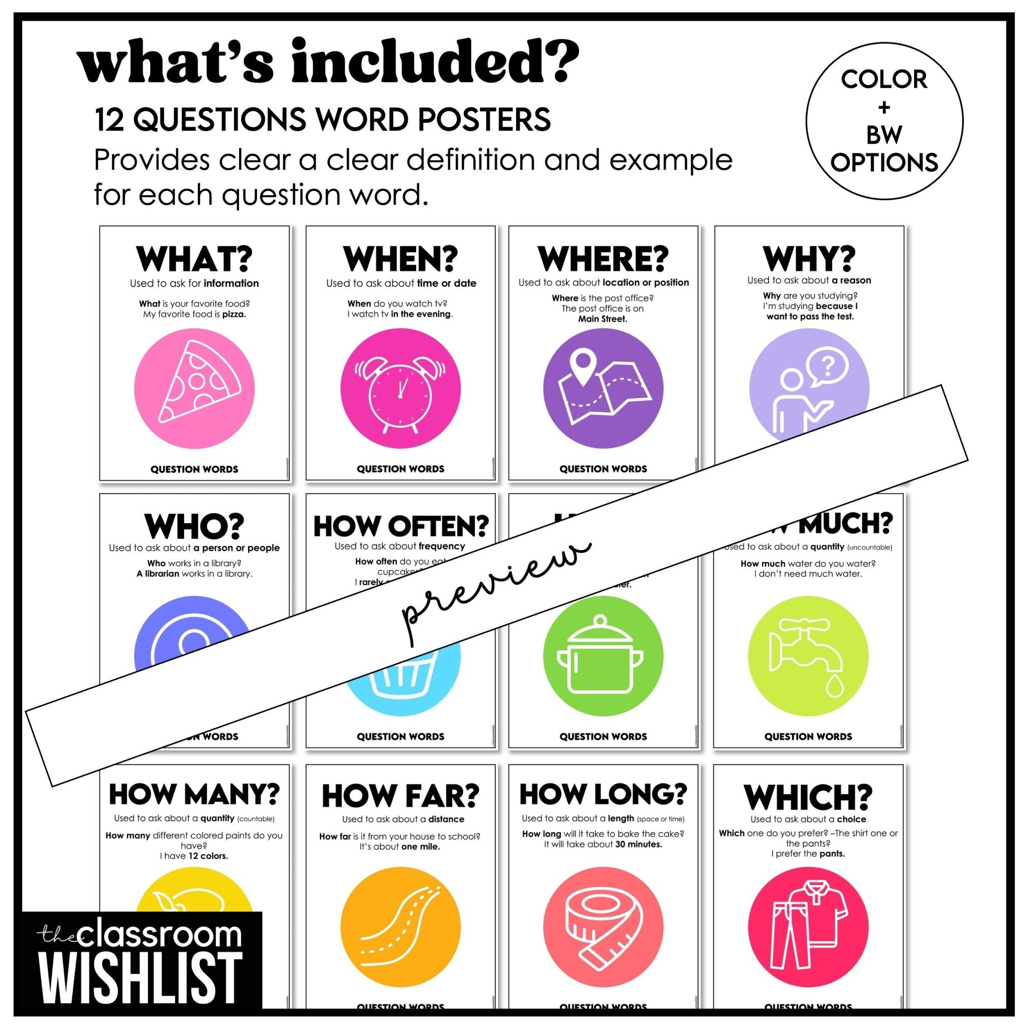 WH Question Posters | Bulletin Board Reference for Question Formation - Hot Chocolate Teachables