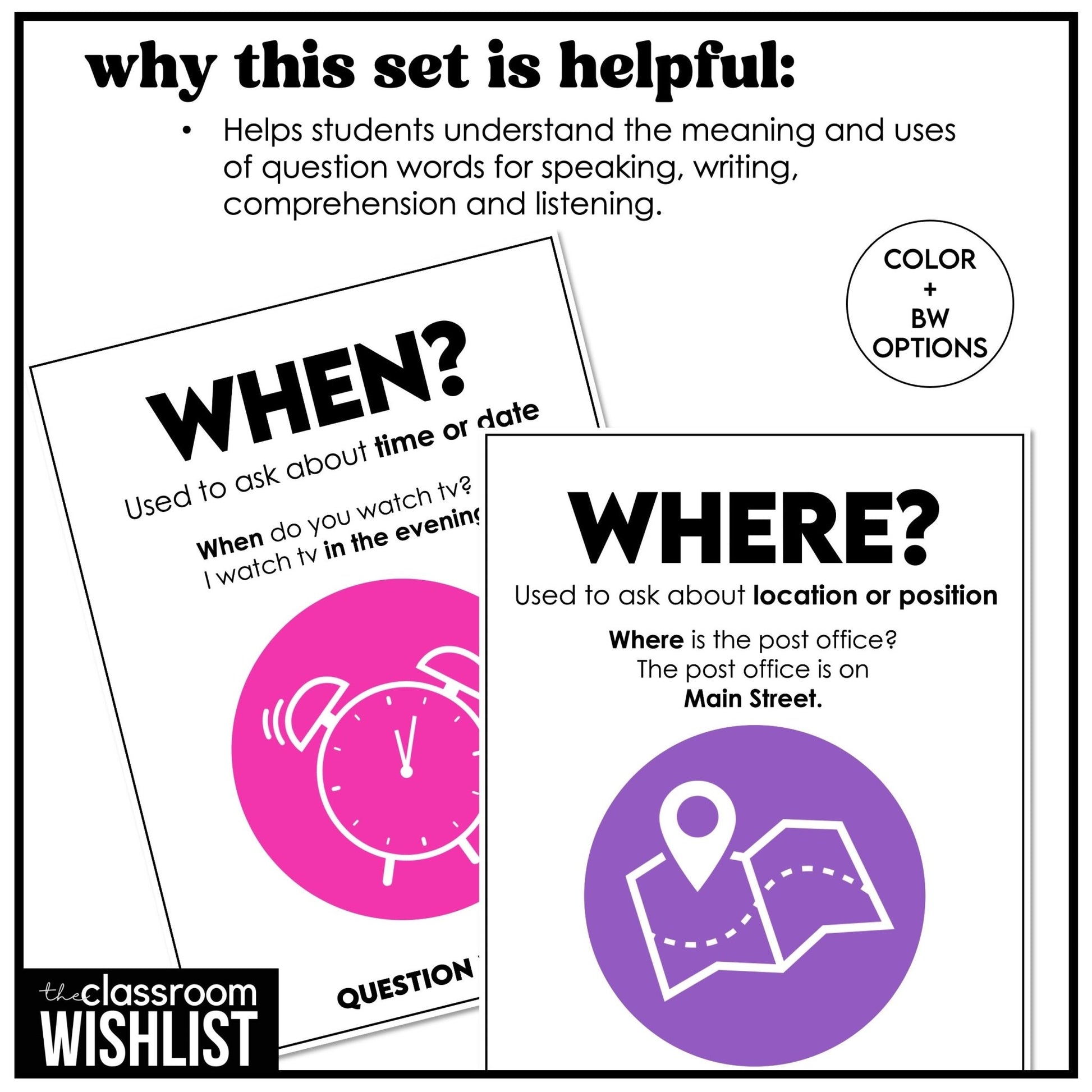 WH Question Posters | Bulletin Board Reference for Question Formation - Hot Chocolate Teachables