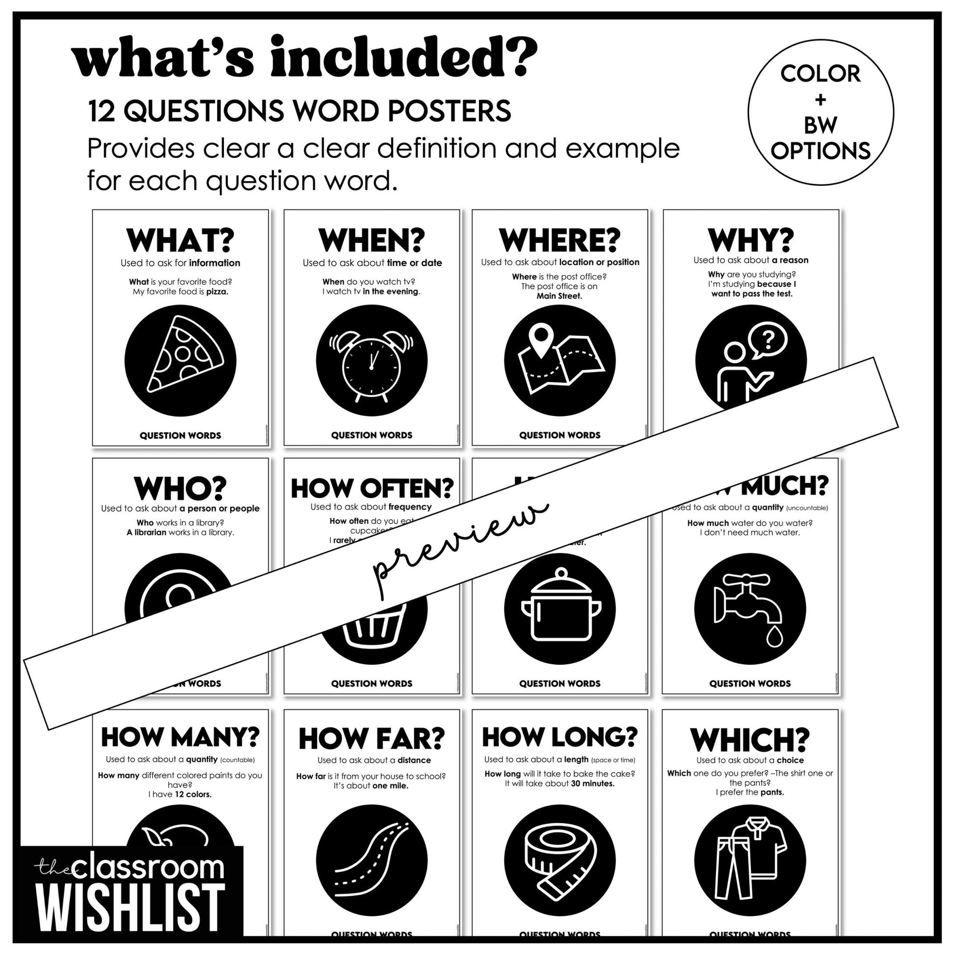 WH Question Posters | Bulletin Board Reference for Question Formation - Hot Chocolate Teachables