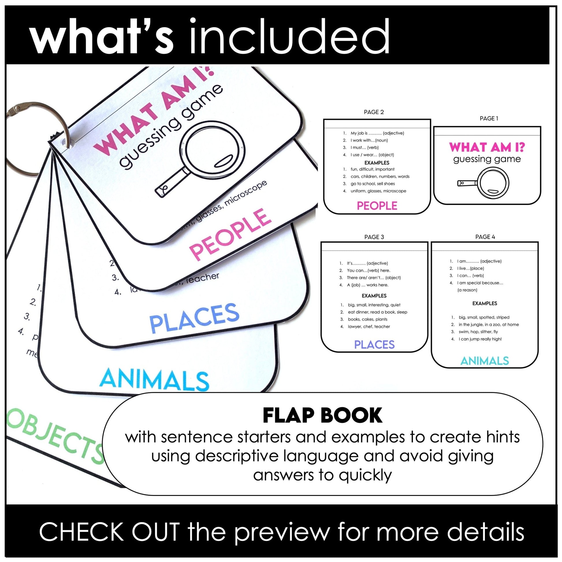 What am I? - Guessing Game : Objects, Animals, People & Places - Hot Chocolate Teachables