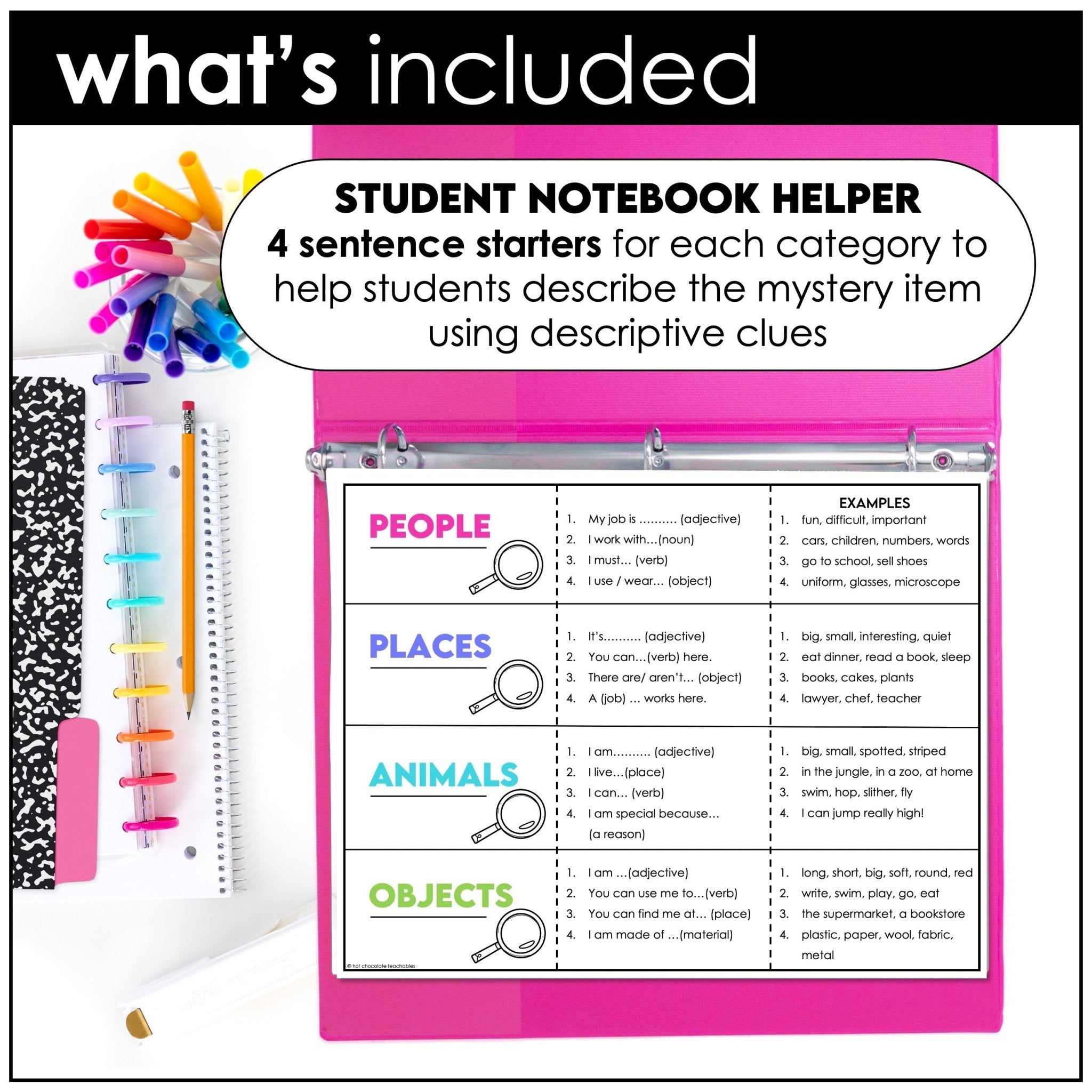 What am I? - Guessing Game : Objects, Animals, People & Places - Hot Chocolate Teachables