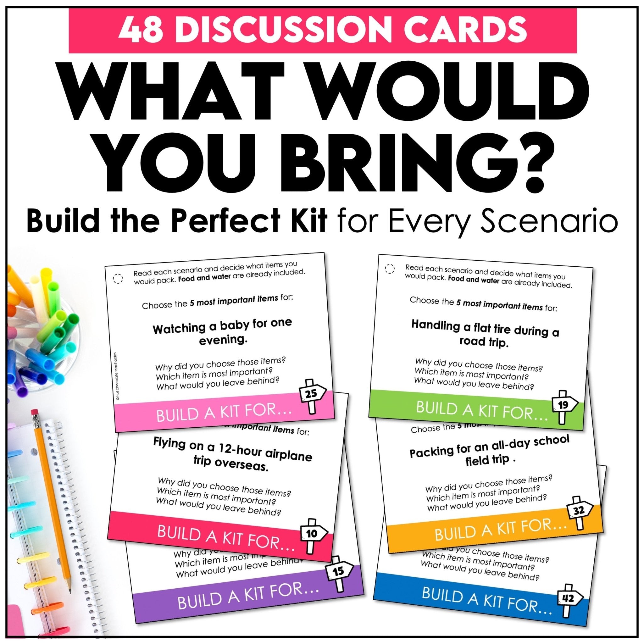 What Would You Pack? Task Cards – Critical Thinking, Problem Solving & Speaking - Hot Chocolate Teachables
