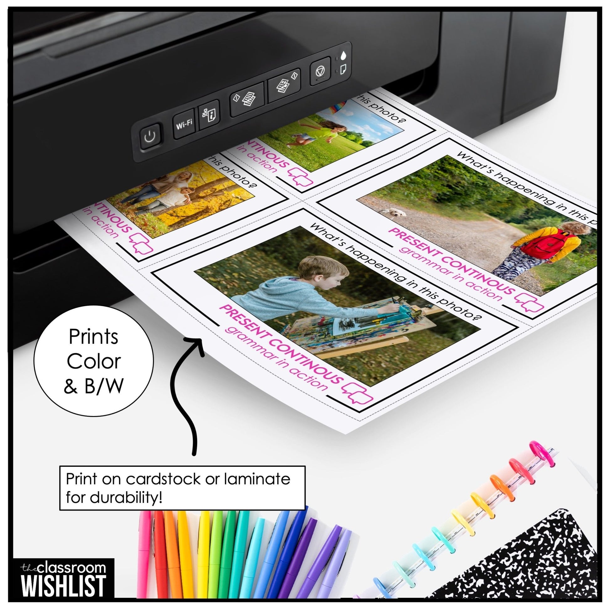 What’s Happening? Present Continuous Picture Scenes | ESL Speaking Practice - Hot Chocolate Teachables