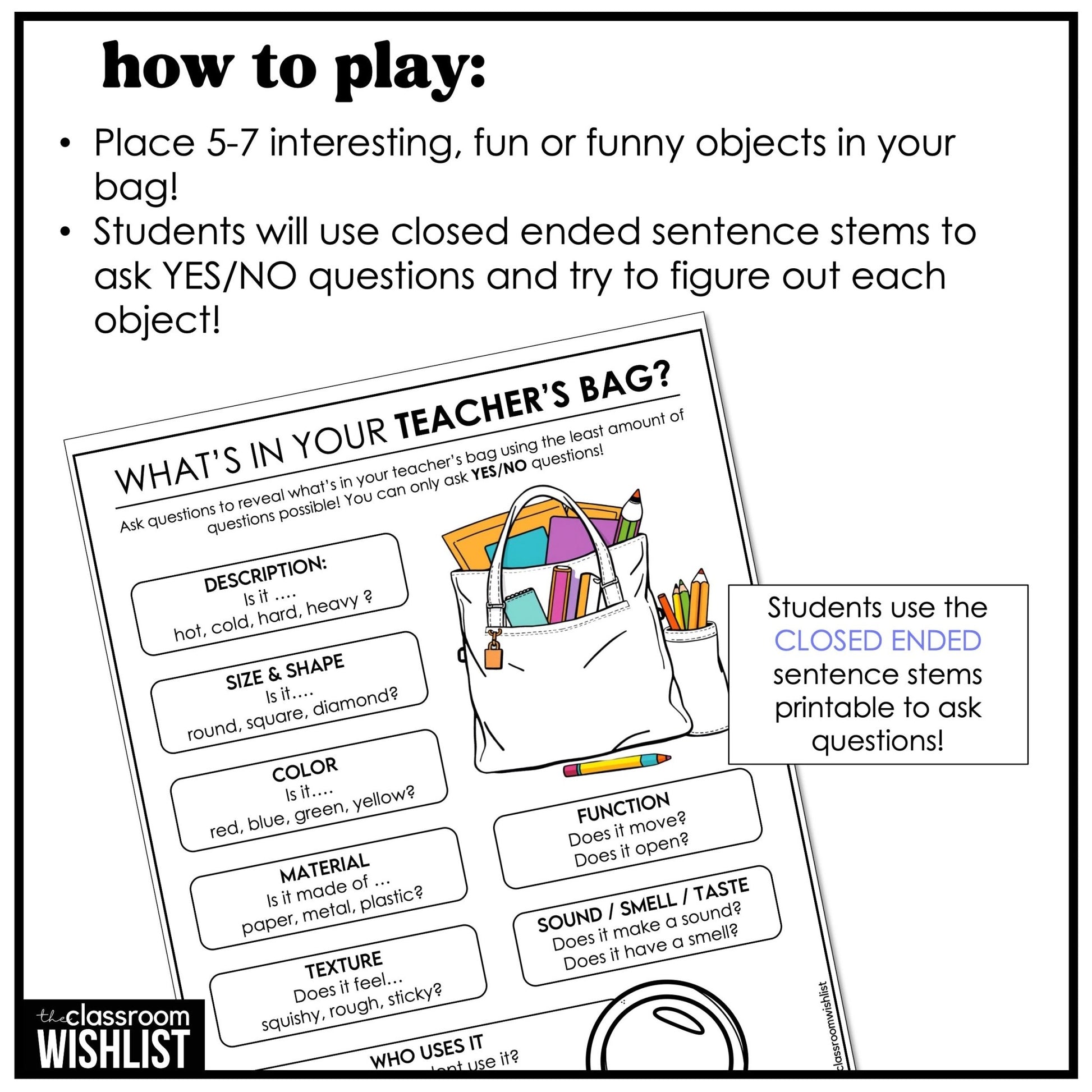 What’s in Your Teacher’s Bag? | Back to School Ice Breaker Guessing Game - Hot Chocolate Teachables