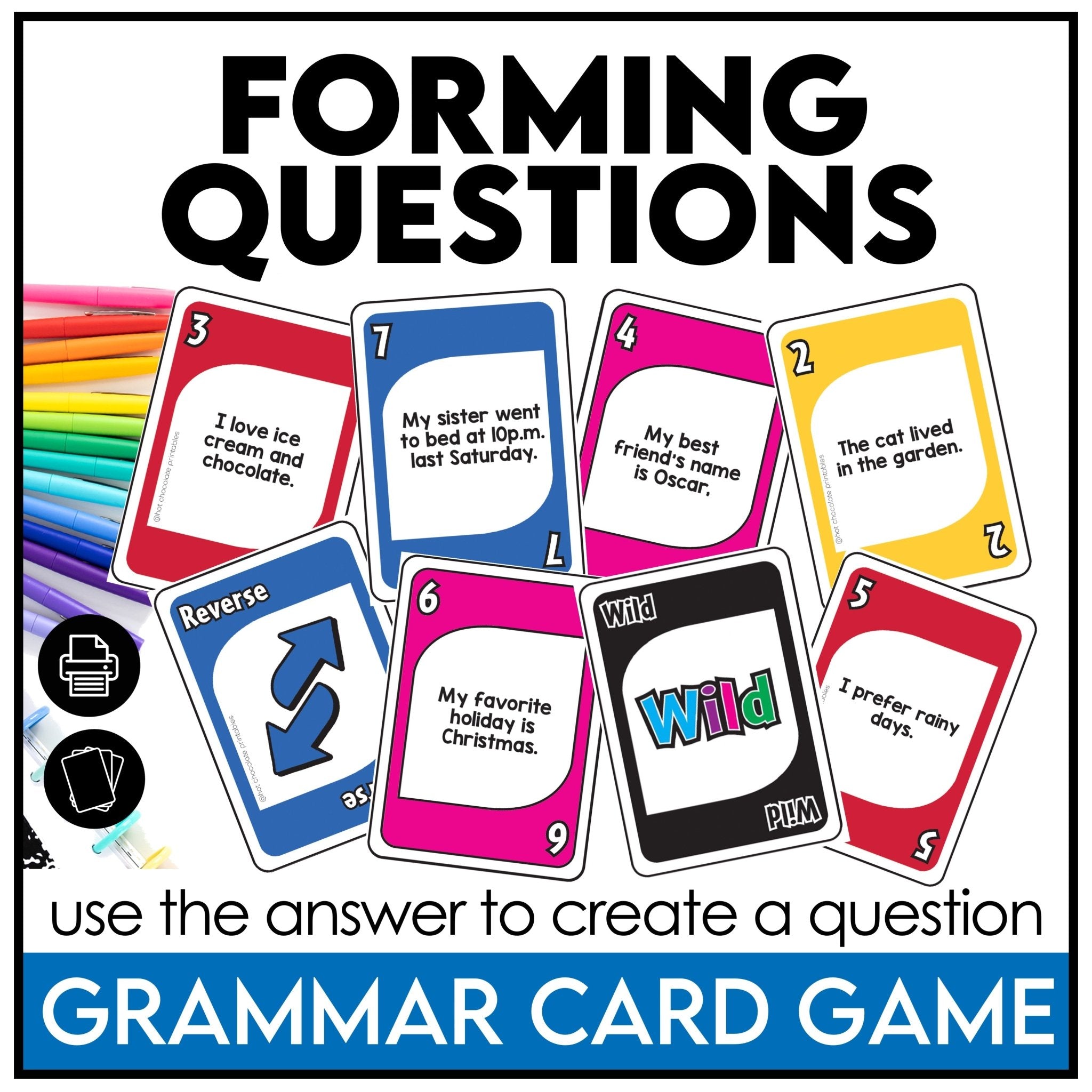 What's the question? Word Order in Questions Card Game - Hot Chocolate Teachables