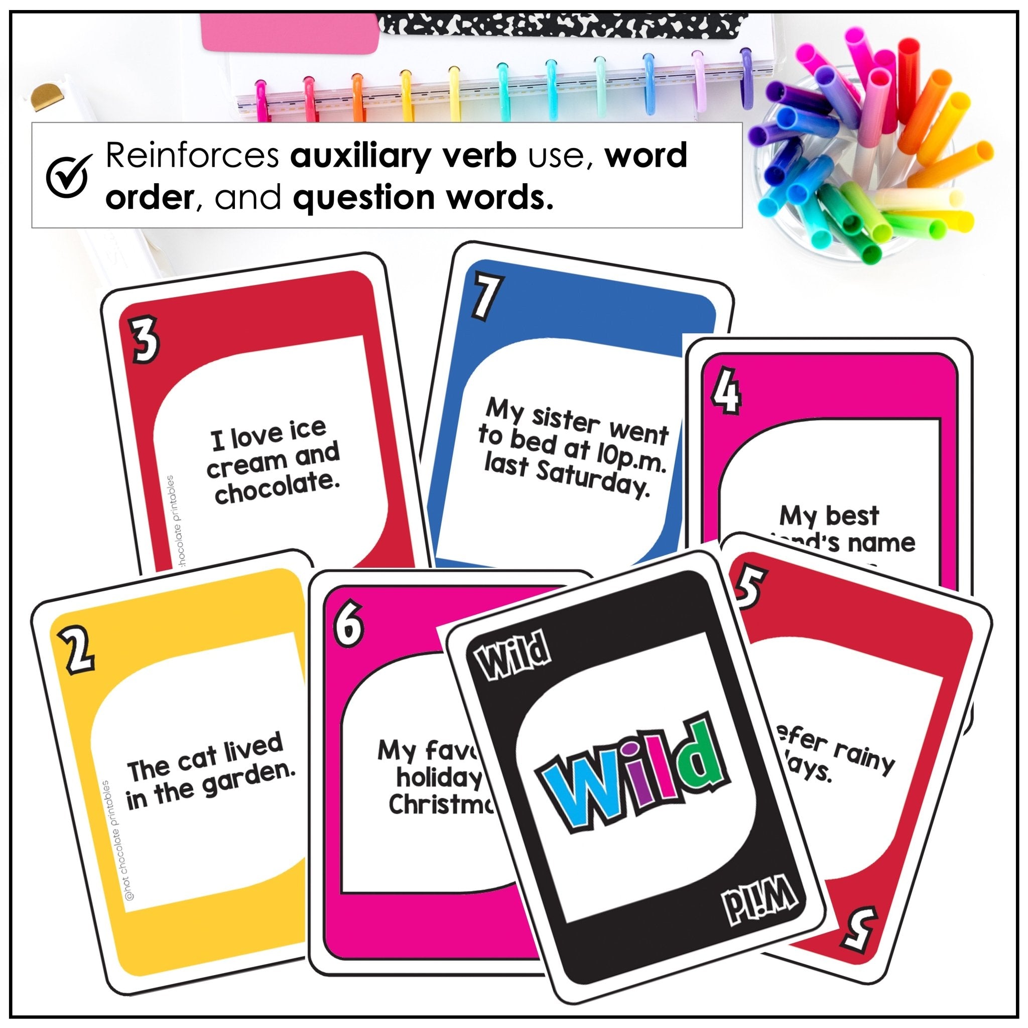 What's the question? Word Order in Questions Card Game - Hot Chocolate Teachables