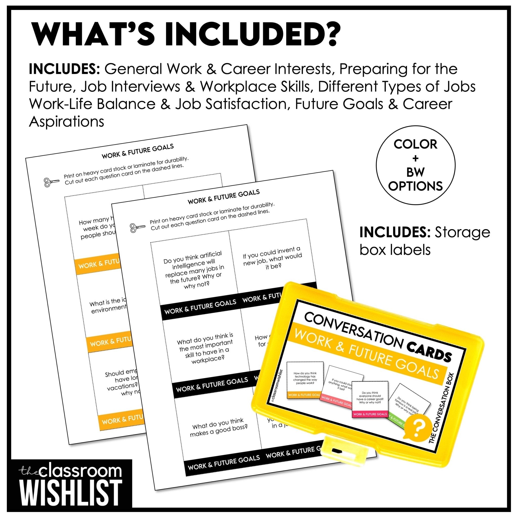 Work, Jobs & Future Goals Conversation Starters | 60 Discussion Question Prompts - Hot Chocolate Teachables