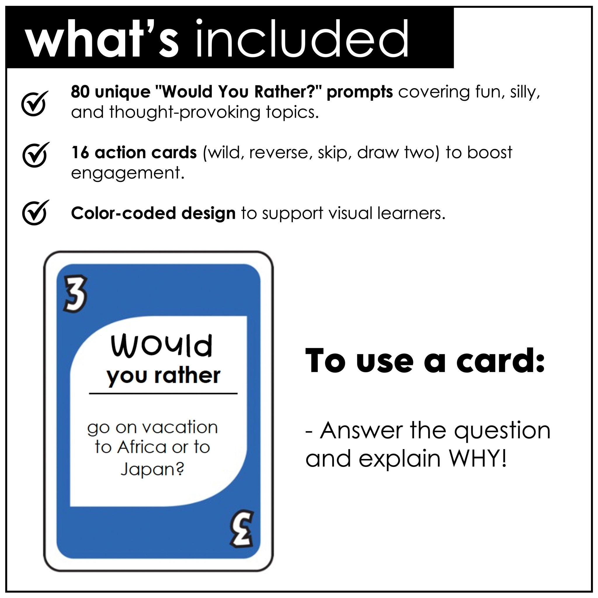 Would you rather? Question Card Game | Answering Questions & Expressing Opinions - Hot Chocolate Teachables