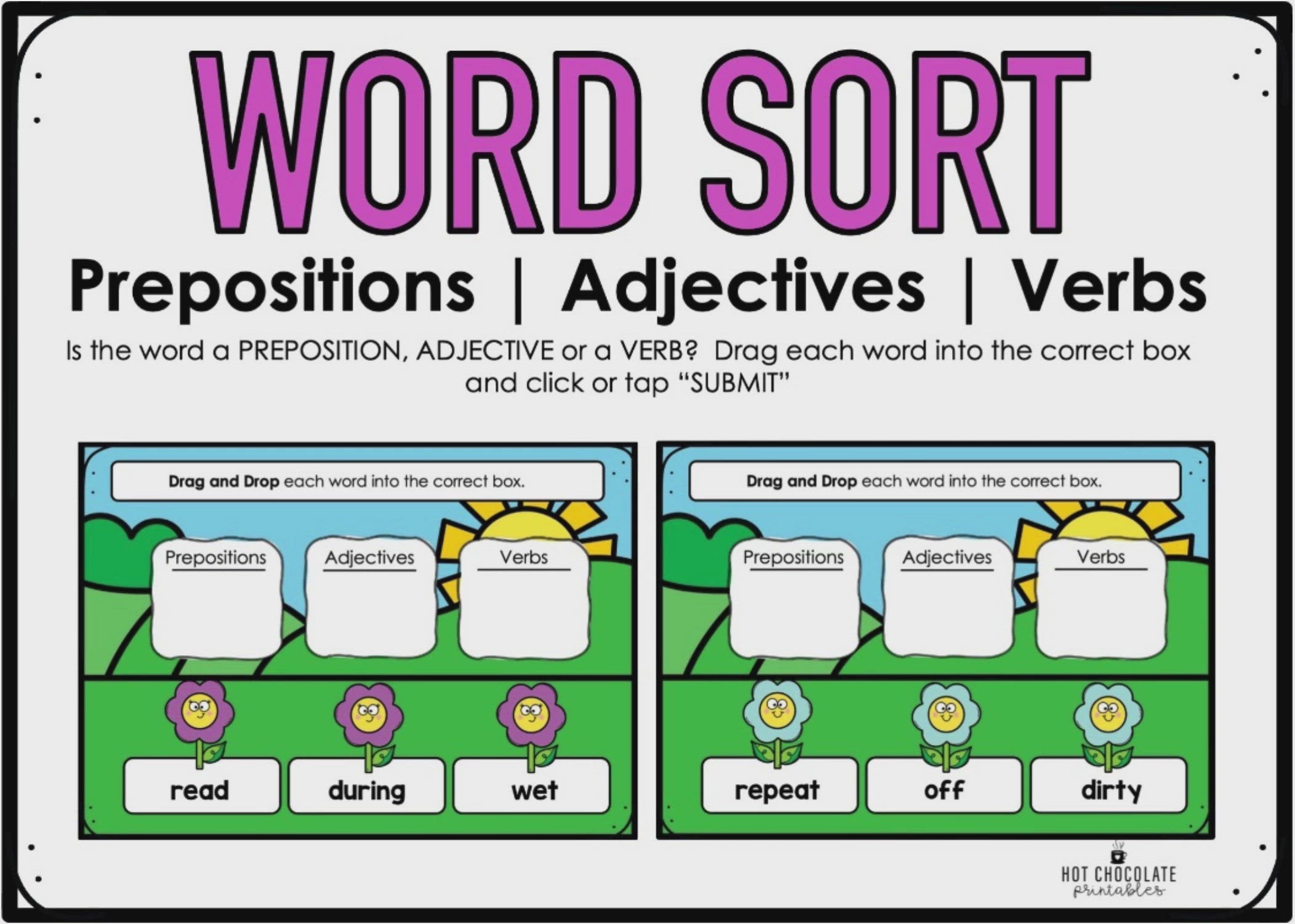 Load video: ESL Parts of Speech Word Sort | Verbs, Adjectives &amp; Prepositions Boom Cards