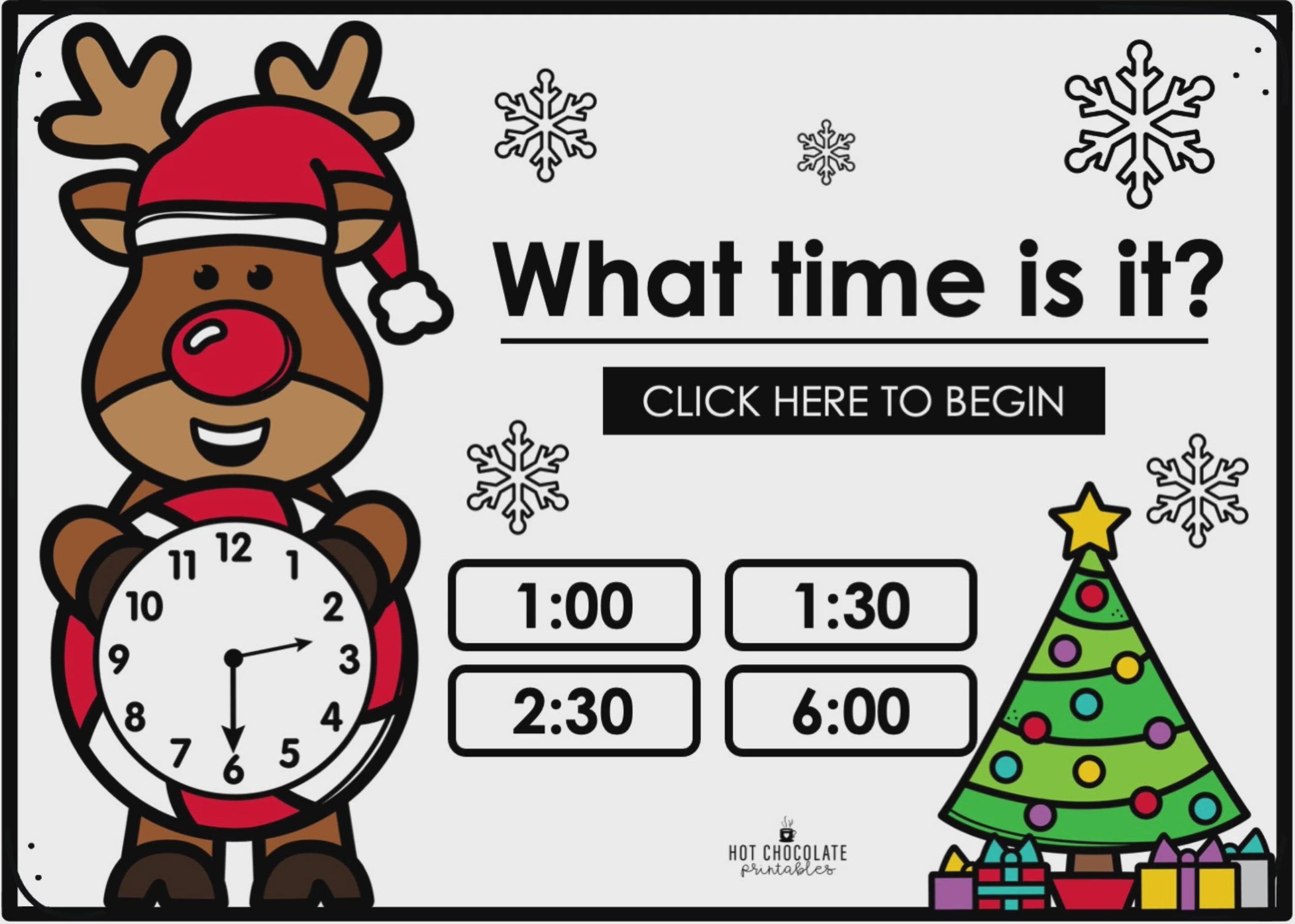 Load video: Telling Time Christmas BOOM CARDS | Analog Clock - To the hour, half hour