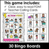 Action Verb Bingo Game - Classroom Present Tense Verb Activity & Flashcards - Hot Chocolate Teachables