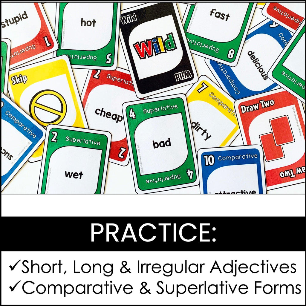 Adjectives : Comparative & Superlative Card Game - Hot Chocolate Teachables