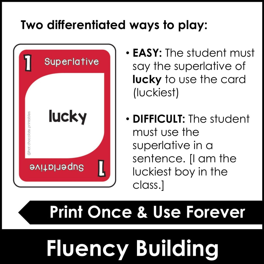 Adjectives : Comparative & Superlative Card Game - Hot Chocolate Teachables