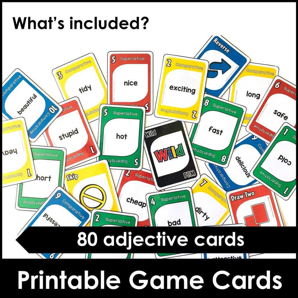 Adjectives : Comparative & Superlative Card Game - Hot Chocolate Teachables