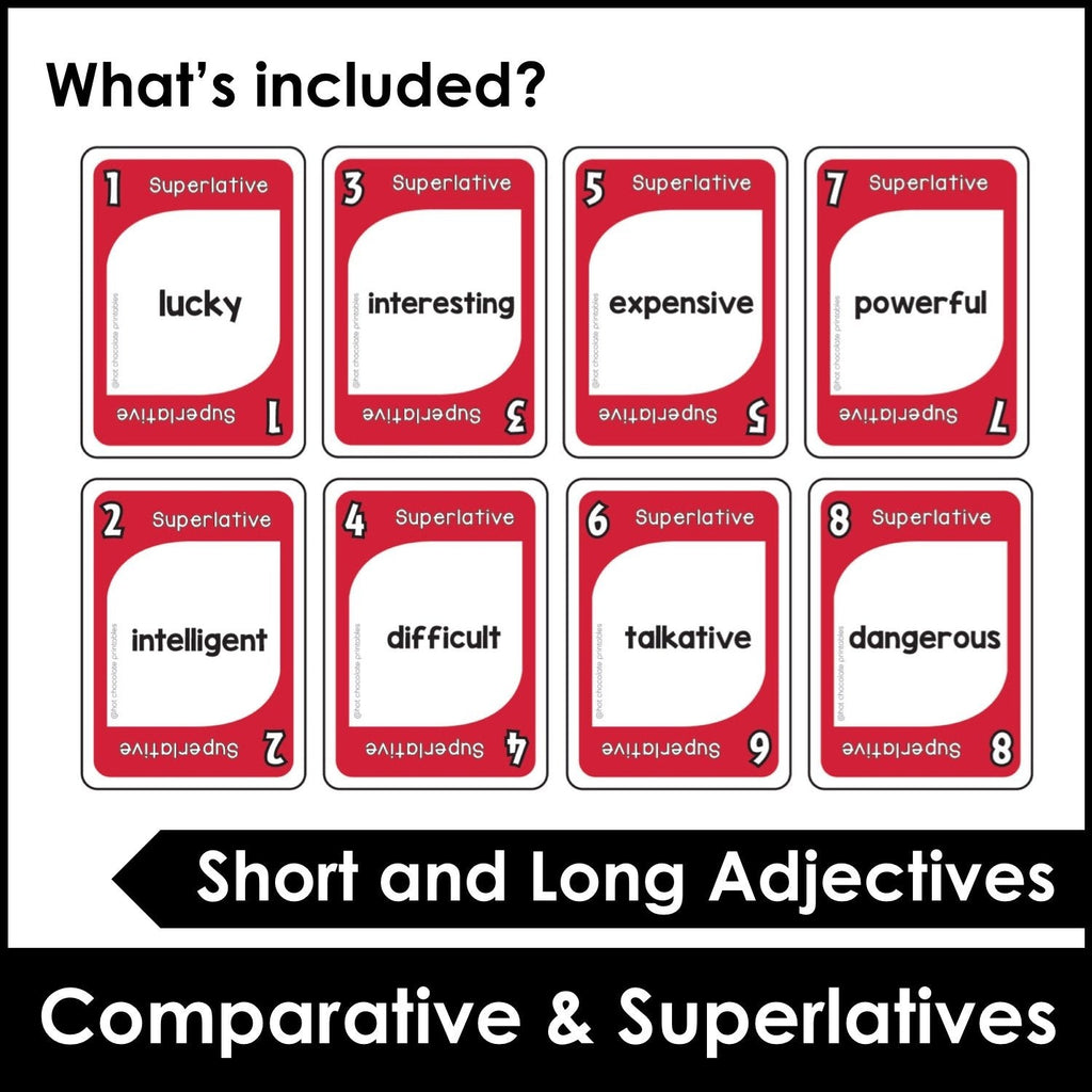 Adjectives : Comparative & Superlative Card Game - Hot Chocolate Teachables