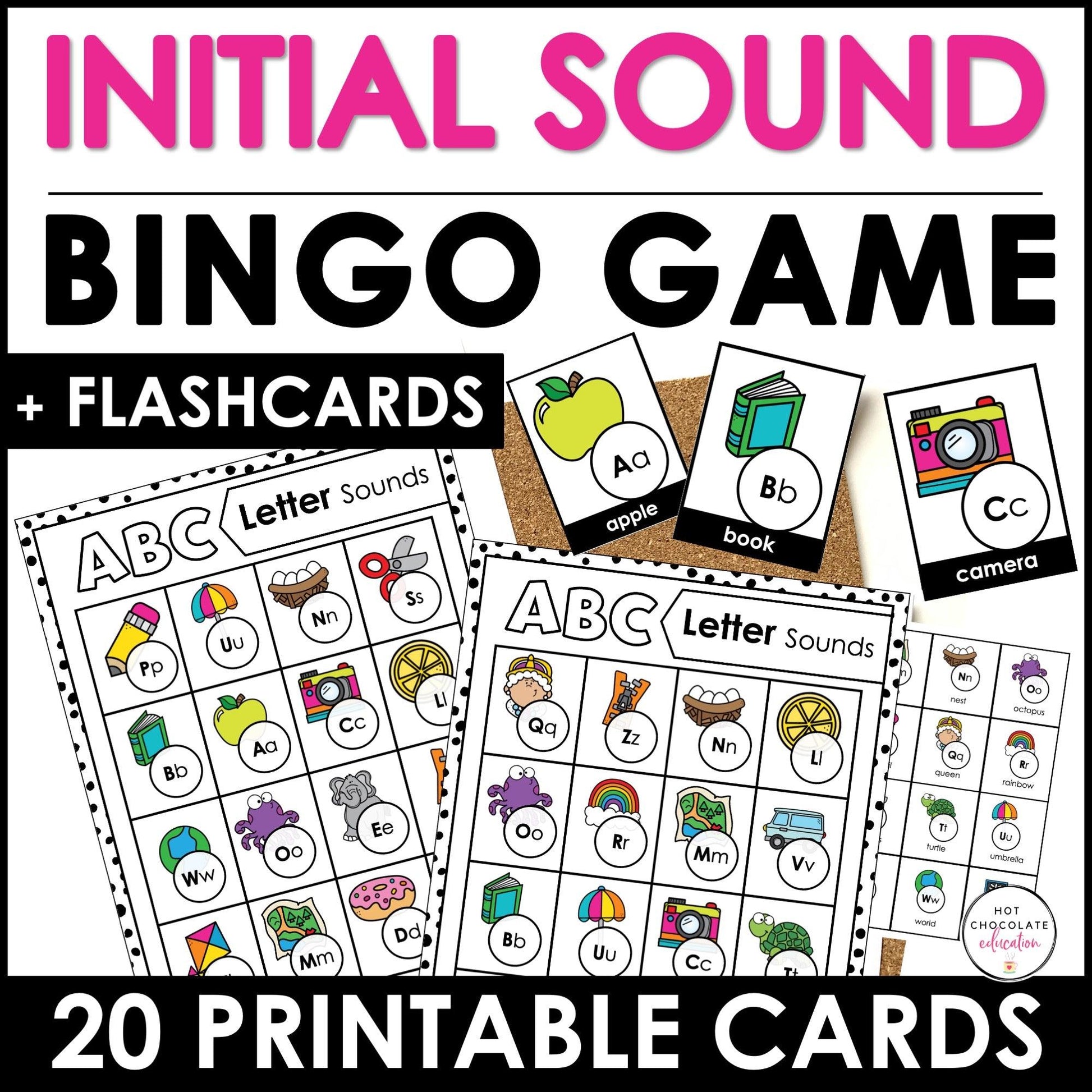 Alphabet Initial Letter Bingo Game – Beginning Sounds Recognition Activity - Hot Chocolate Teachables