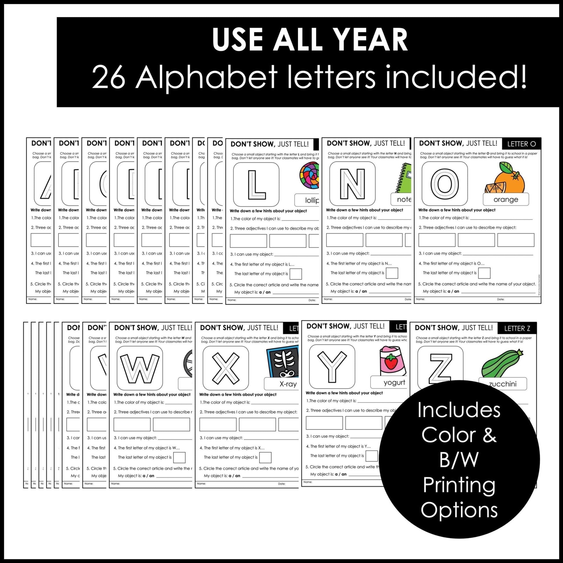 Alphabet Show and Tell | Mystery Object Speaking & Listening Activity - Hot Chocolate Teachables