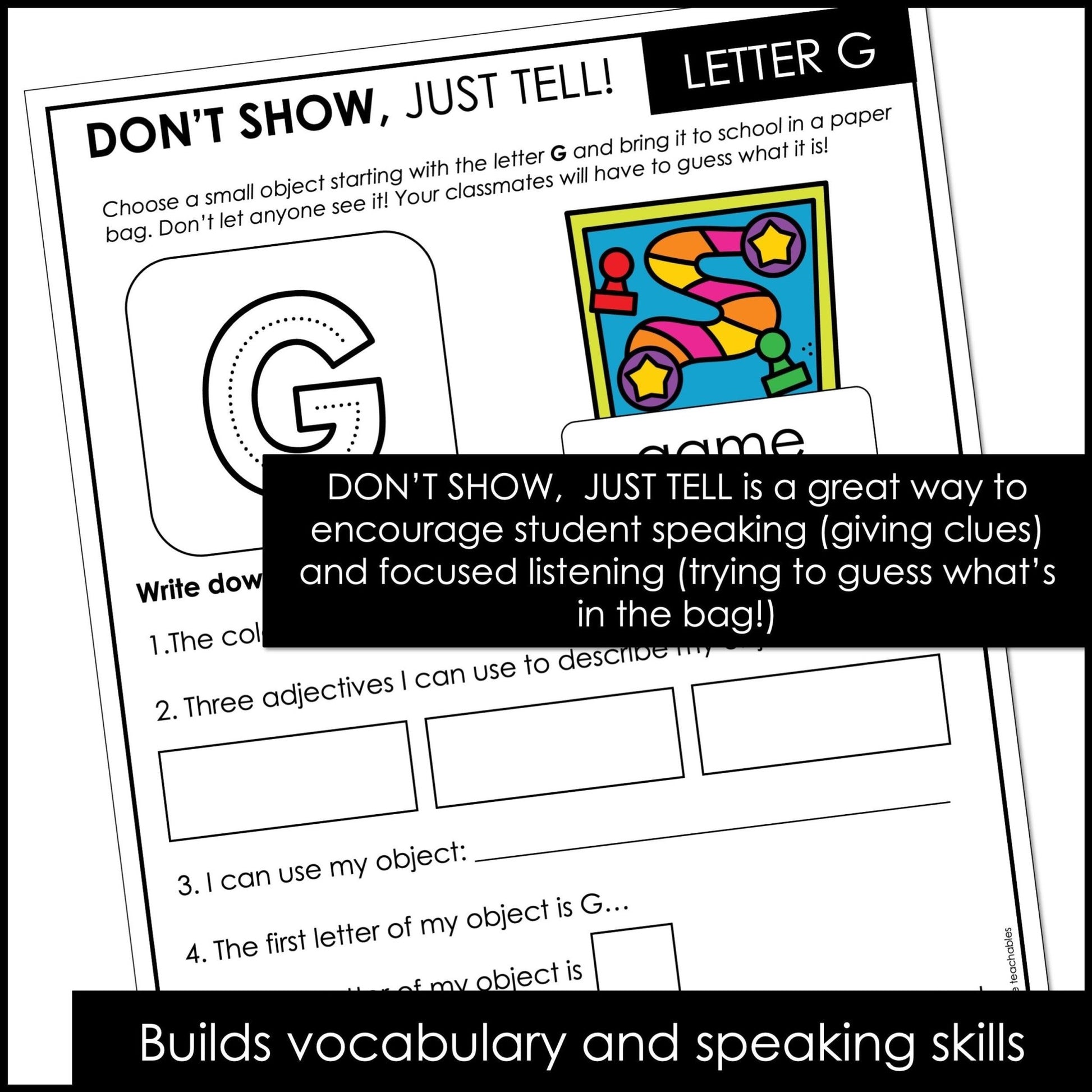 Alphabet Show and Tell | Mystery Object Speaking & Listening Activity - Hot Chocolate Teachables