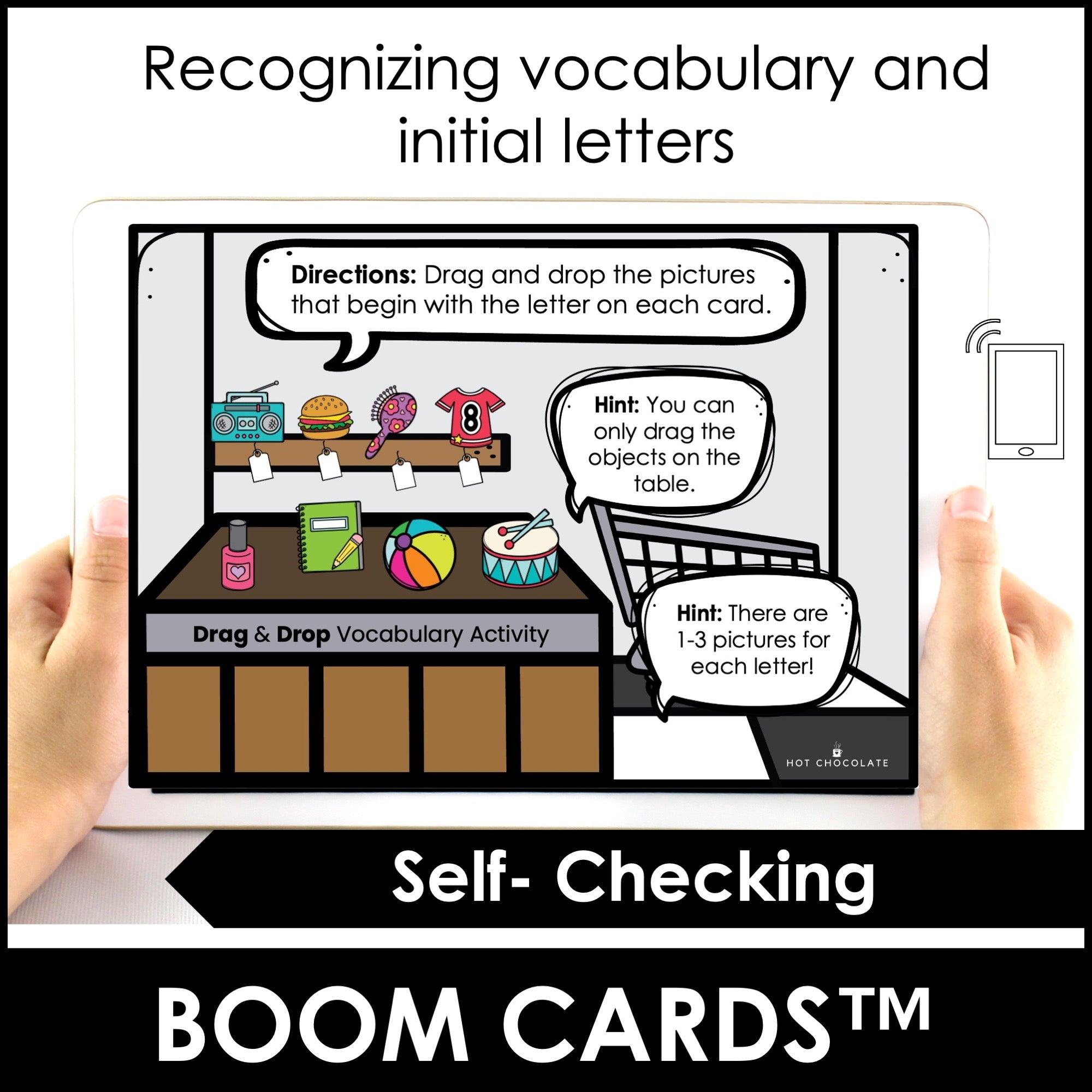 Alphabet Words - Initial Letter Sorting Activity | Digital Boom Cards™ - Hot Chocolate Teachables