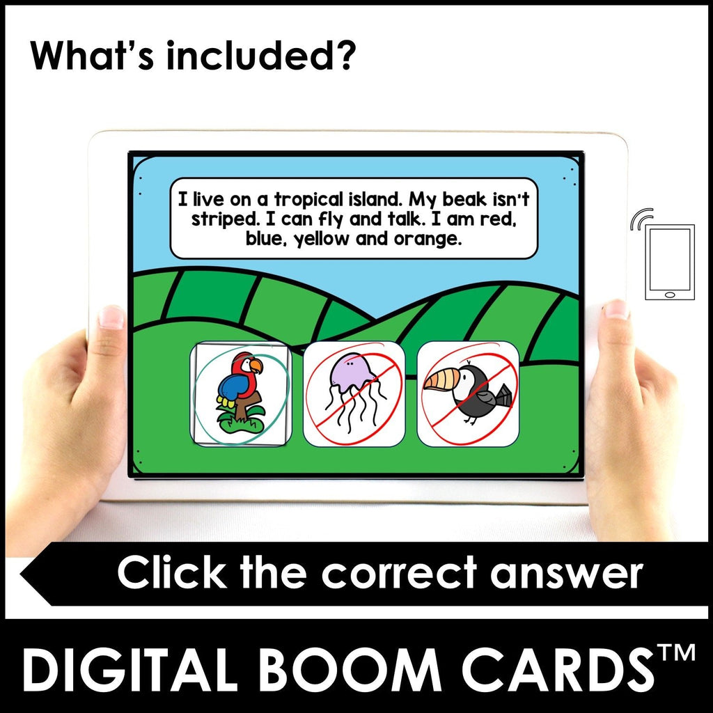 Animal Guessing Game - Interactive Digital Boom Cards™ - Hot Chocolate Teachables