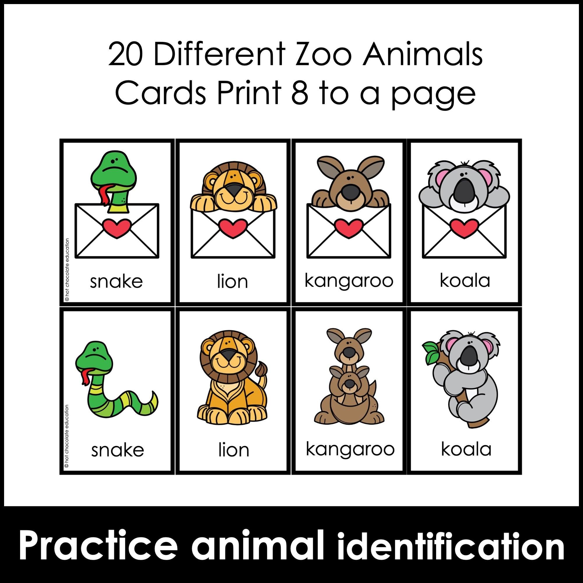 Animals - Memory Game Matching Activity Cards for ELL / ESL - Hot Chocolate Teachables