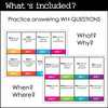 Answering WH Questions | ESL Conversation Prompt Cards What, When, Where & Why - Hot Chocolate Teachables