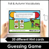 Autumn / Fall : What am I? ESL Vocabulary Guessing Game BOOM CARDS™ - Hot Chocolate Teachables