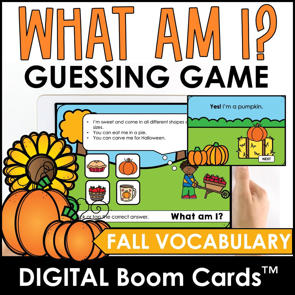 Autumn / Fall : What am I? ESL Vocabulary Guessing Game BOOM CARDS™ - Hot Chocolate Teachables