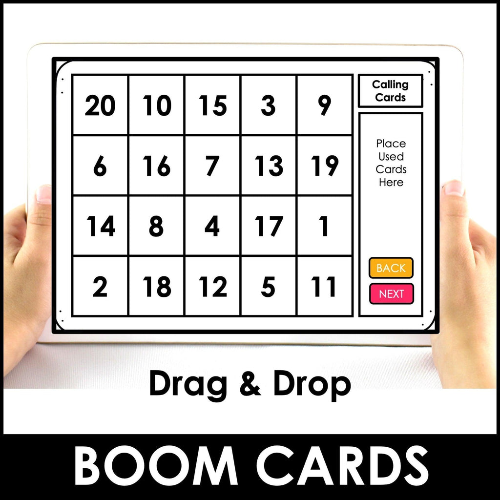 Autumn Number Recognition 1-20 Bingo Game - NUMBER SENSE 1-20 Boom Cards - Hot Chocolate Teachables