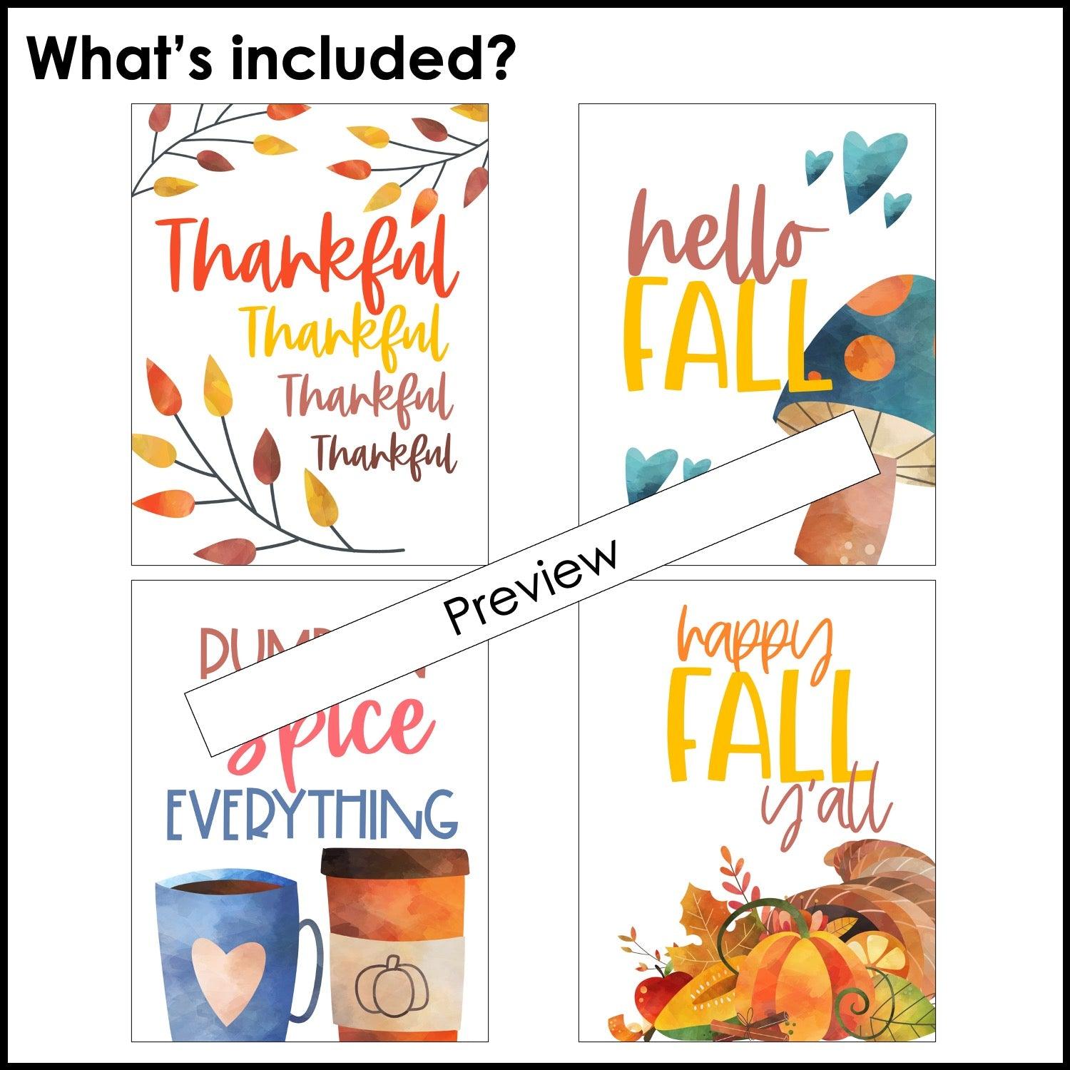 Autumn Posters | Fall Classroom Decor - Printable Quote Posters - Watercolor - Hot Chocolate Teachables