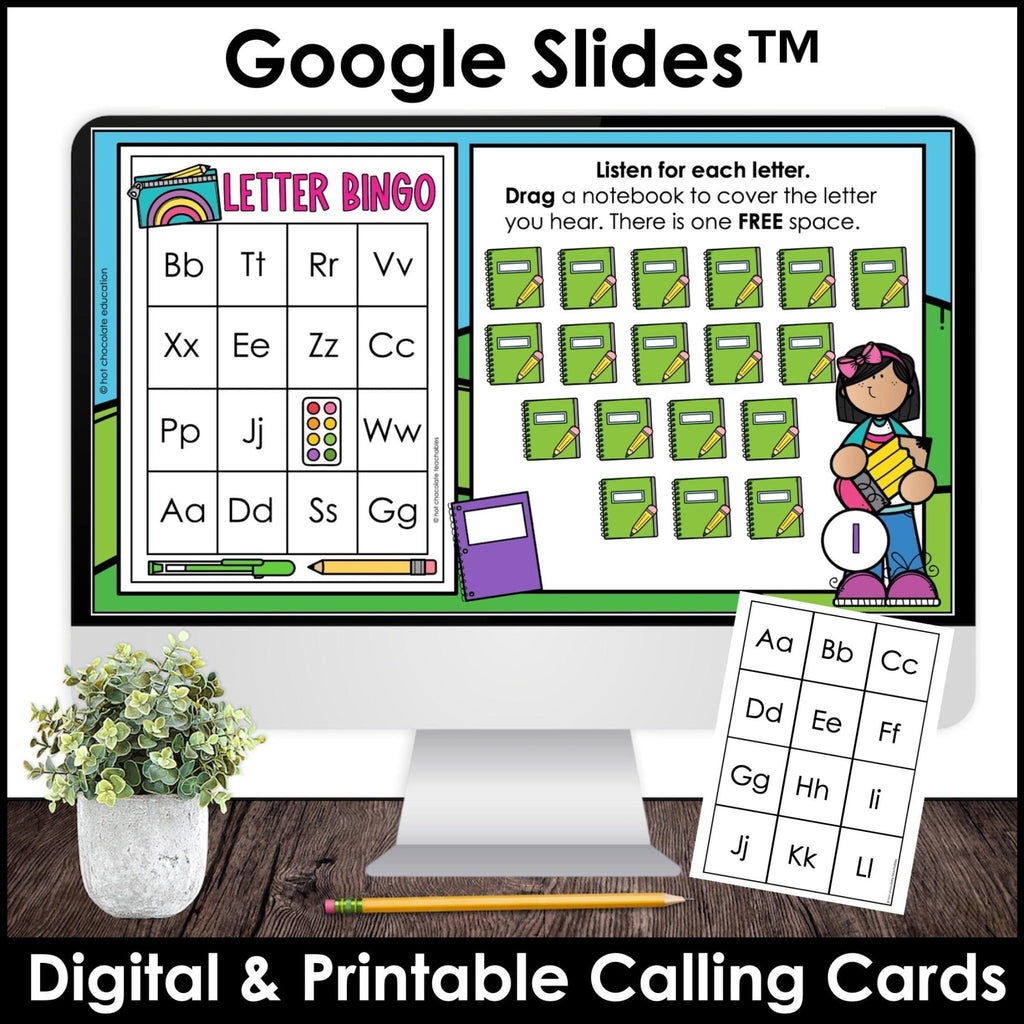 Back to School Alphabet Letter Fluency - Digital Bingo Game | Google Slides™ - Hot Chocolate Teachables