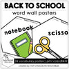 Back to School Classroom Vocabulary Posters | ESL Word Wall | Bulletin Board - Hot Chocolate Teachables