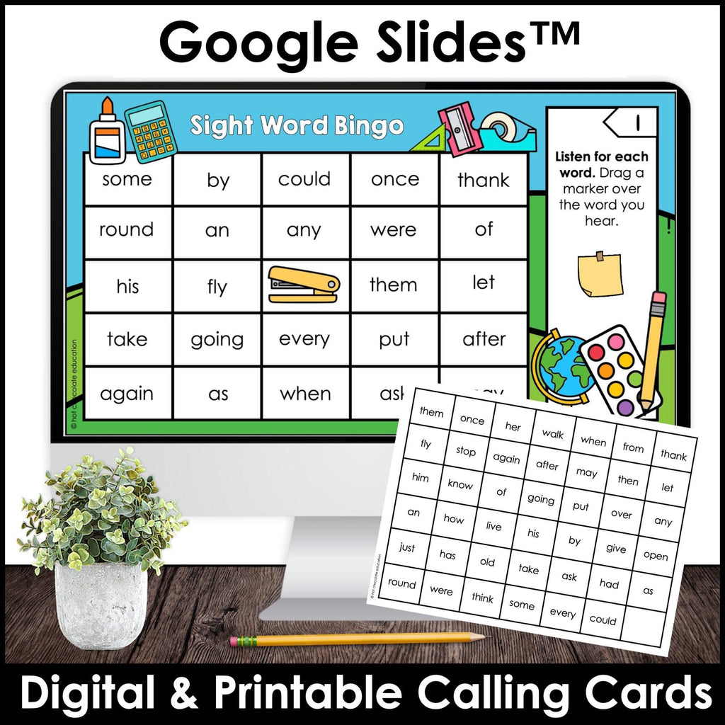 BACK TO SCHOOL First Grade Sight Words Bingo - Print & Google Slides™ - Hot Chocolate Teachables