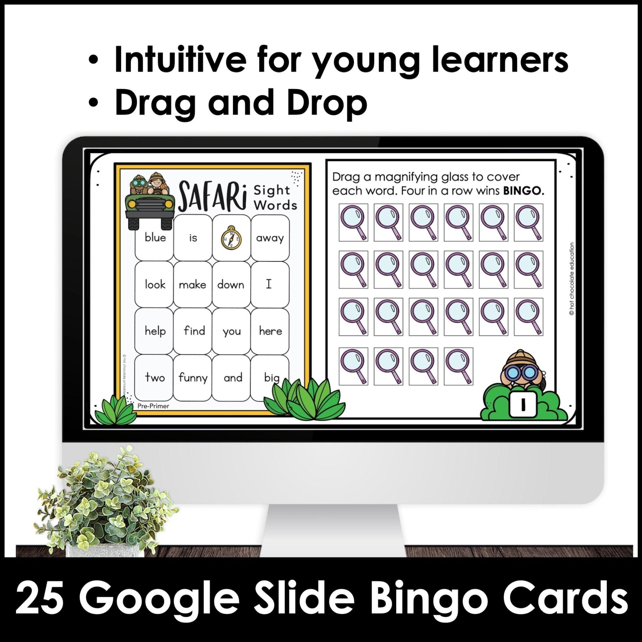 Beginning Sight Words Bingo Game | Pre-Primer Word List Pre-K | K | ESL - Hot Chocolate Teachables
