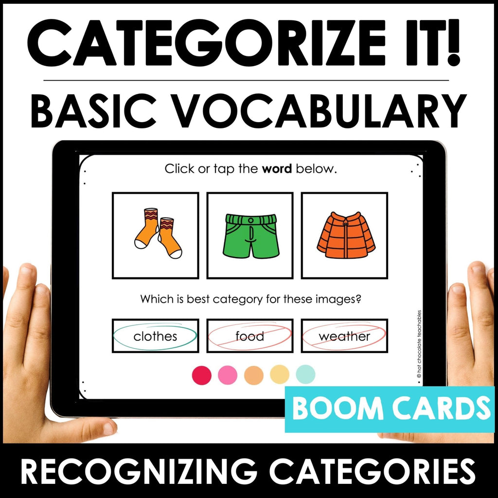 Categorize It - Basic ESL Vocabulary Boom Cards - Hot Chocolate Teachables