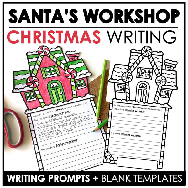 Christmas Descriptive Writing | Santa's Workshop Writing + Craft Templates ESL - Hot Chocolate Teachables