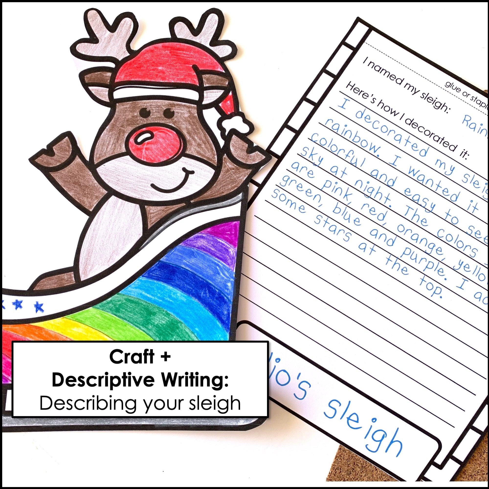 Christmas Sleigh Craft | Descriptive Writing Activity and Contest for ELA / ESL - Hot Chocolate Teachables