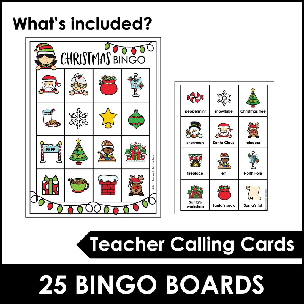 Christmas Vocabulary Building Bingo Game Cards - Hot Chocolate Teachables