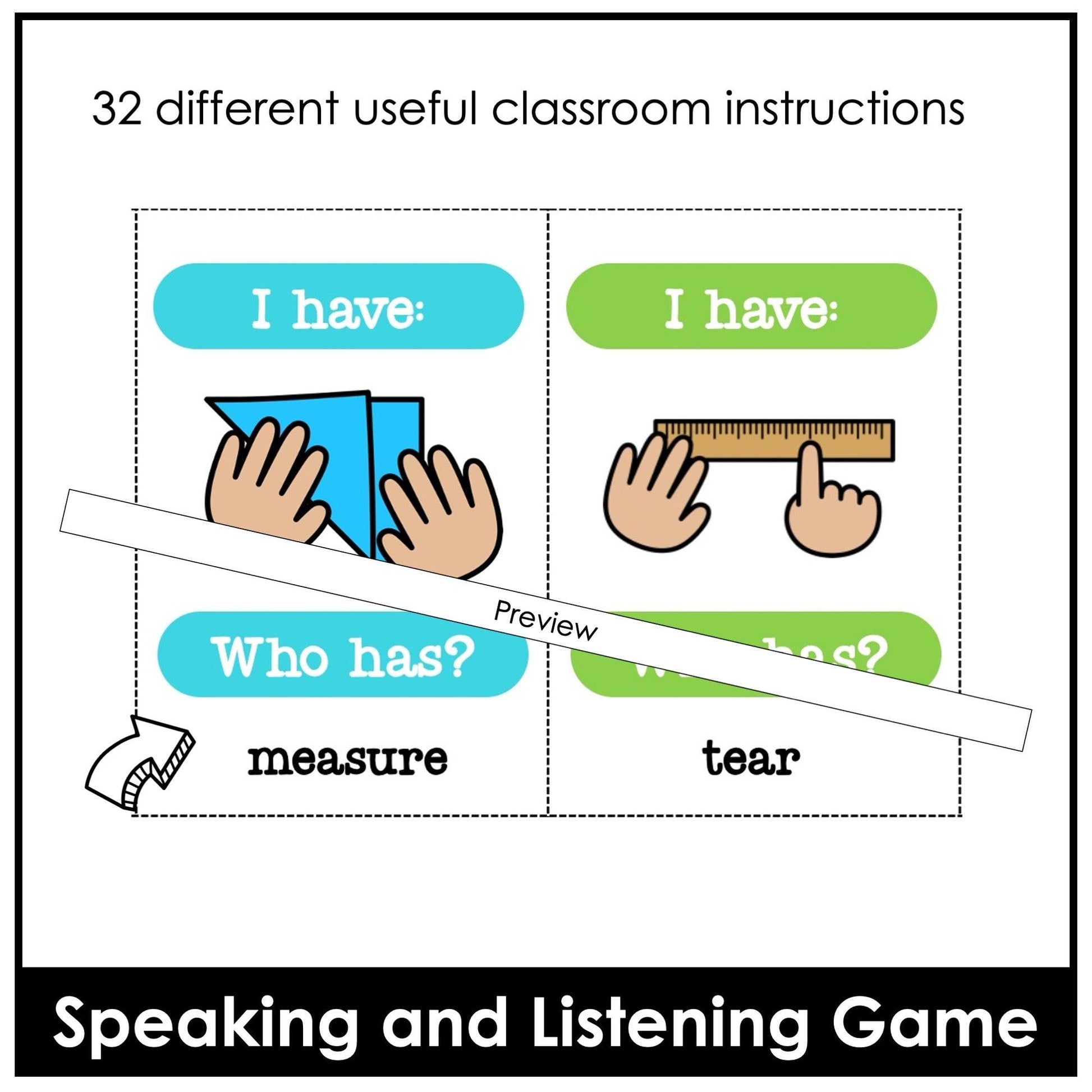 Classroom Instructions ESL Card Match Game: I have-Who Has? - Hot Chocolate Teachables