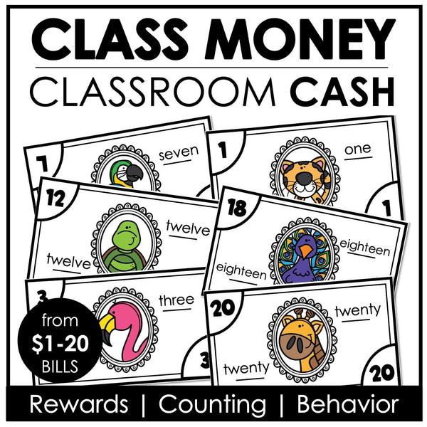 Classroom Money - Class Cash - Reward System - 1-20 Printable Fake Money - Hot Chocolate Teachables