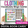 Clothing - Clothes Vocabulary BINGO GAME | Boom Cards - Hot Chocolate Teachables