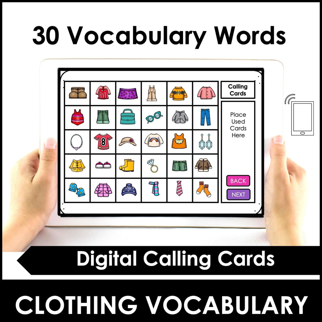 Clothing - Clothes Vocabulary BINGO GAME | Boom Cards - Hot Chocolate Teachables