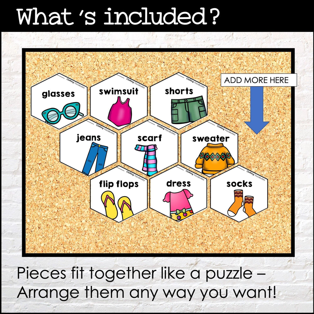 Clothing Vocabulary Posters | Word Wall | Classroom Bulletin Board - Hot Chocolate Teachables