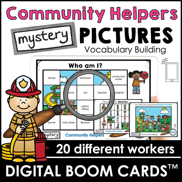 Community Helpers Mystery Picture - Boom Cards - Hot Chocolate Teachables