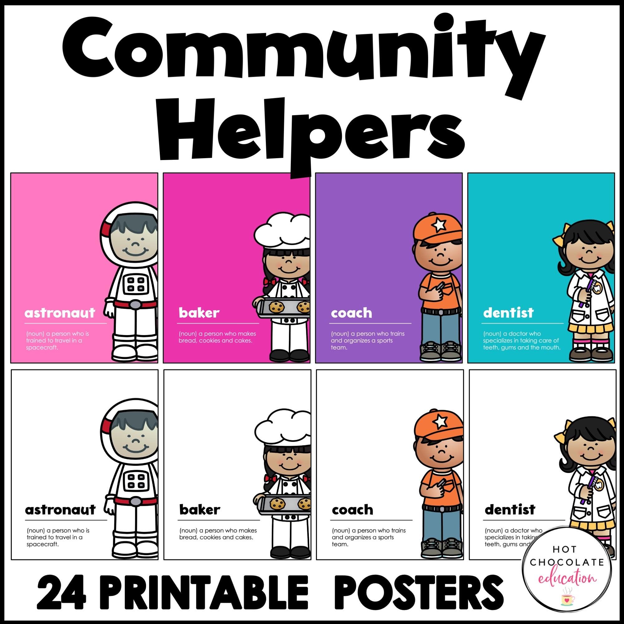 Community Helpers Posters : Jobs & Careers Vocabulary Word Wall - Hot Chocolate Teachables