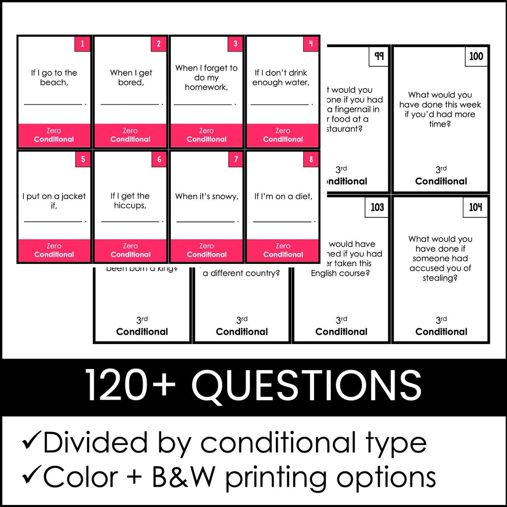 Conditional Tenses: Question Cards for Speaking Practice (Zero, 1st, 2nd, 3rd) - Hot Chocolate Teachables