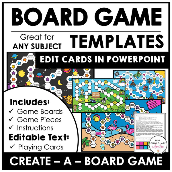 Create Editable Board Games for any subject | Templates with Editable Game Cards - Hot Chocolate Teachables