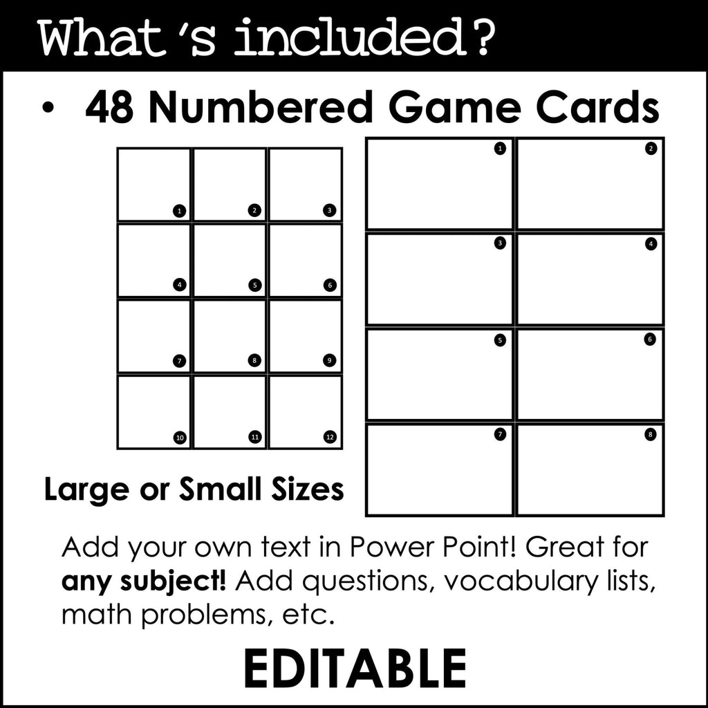 Create Editable Board Games for any subject | Templates with Editable Game Cards - Hot Chocolate Teachables