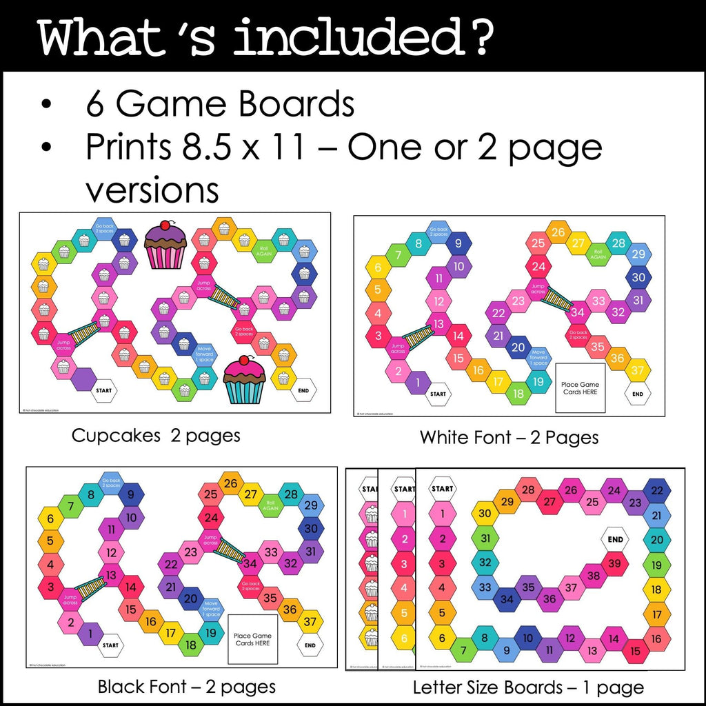 Create Editable Board Games for any subject | Templates with Editable Game Cards - Rainbow - Hot Chocolate Teachables