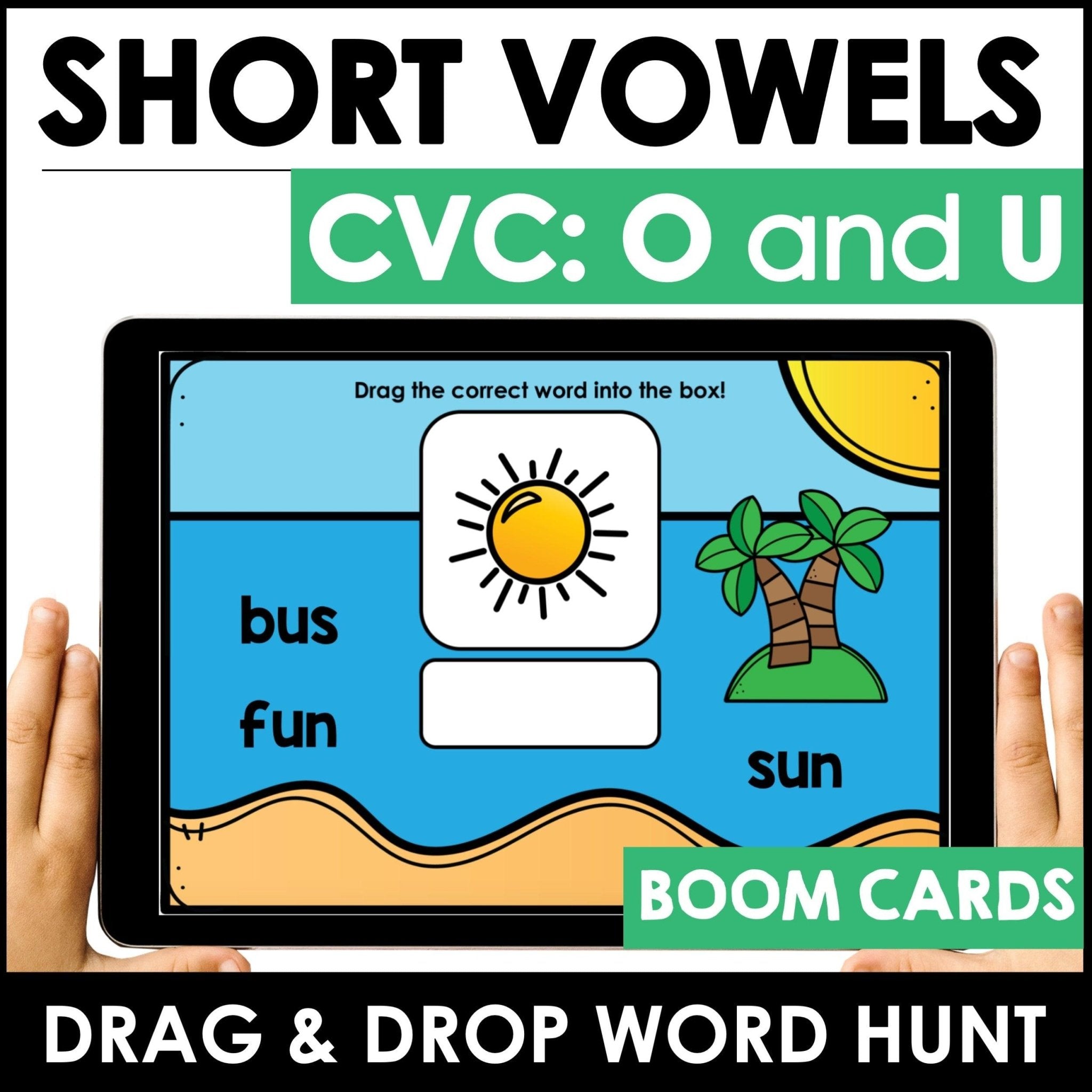 CVC Short O and U: BOOM CARDS™ – Digital Task Cards for Beginning Readers - Hot Chocolate Teachables